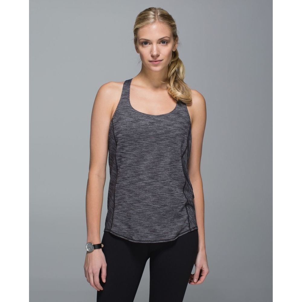Lululemon Wild Tank Top Size 6 Gray Black Activewear Gym Yoga Pilates Strappy - Picture 2 of 9